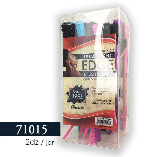#71015 Dual Ended Edge Brush & Comb / (24PC/JAR)