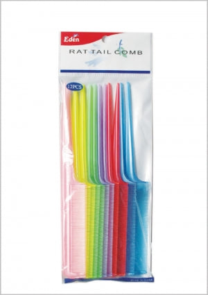 #10128 Eden Pastel Assort Rat Tail Comb (12PC)