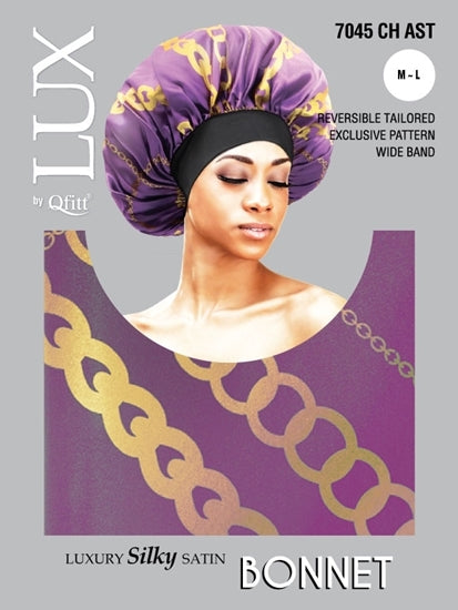 #7045 Lux Luxury Silk Pattern Bonnet - (Chain) M-L / Assort (6PC)