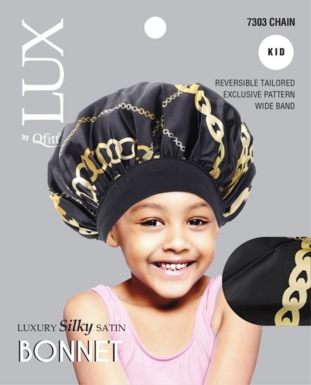#7303 Lux Pattern Luxury Silky Satin Bonnet for Kids - Afro / Assort (6PC)