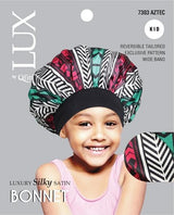 #7303 Lux Pattern Luxury Silky Satin Bonnet for Kids - Afro / Assort (6PC)