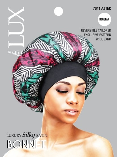 7041 Lux Pattern Luxury Silky Satin Bonnet - Aztec / Assort