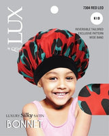 #7304 Lux Pattern Luxury Silky Satin Bonnet for Kids- Leo / Assort (6PC)