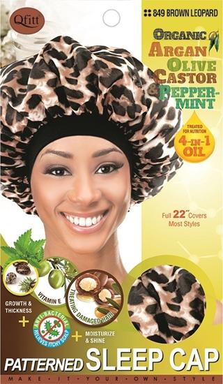 #849 Patterned Sleep Cap / Brown Leopard (12PC)