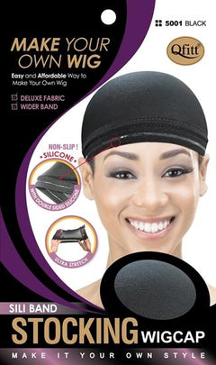 5001 Silicone Band Stocking Wig Cap / Black (12 PC) 