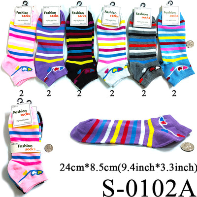 Stripe Design Sock / Assort (Size 9-11) #S-0102 (12PC)