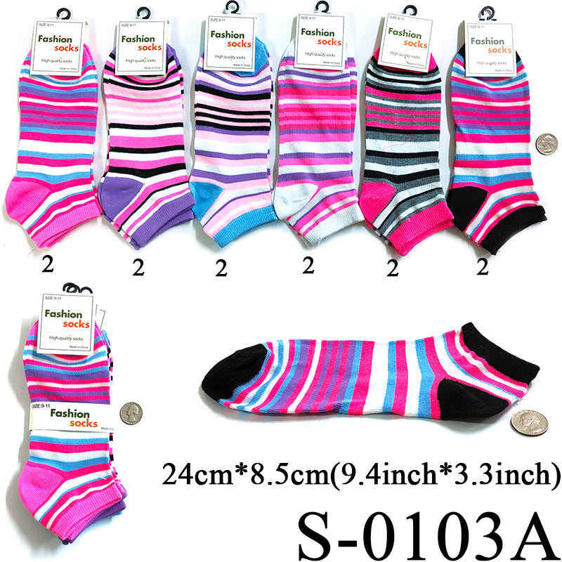 Stripe Sock / Assort ( Size 9-11) #S-0103A (12PC)