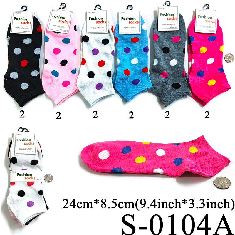 Polka Dot Design Socks / Assort (Size 9-11) #S-0104 (12PC)