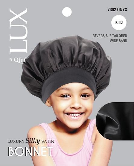 #7302 Lux Luxury Silky Satin Bonnet for Kids / Onyx (6PC)