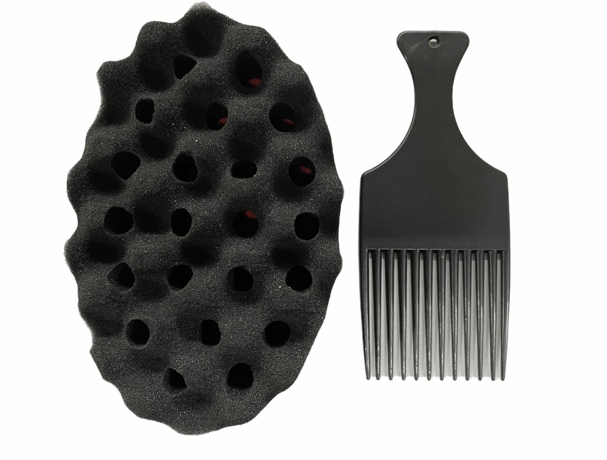 #H-6002 Large One Side Spiky Twist Hair Brush Sponge With Small Hole (PC)