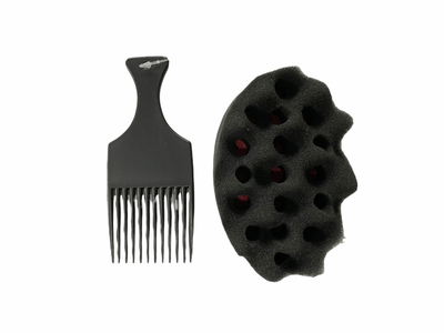 #H-6014 Small One Side Spiky Twist Hair Brush Sponge With Big Hole (PC)