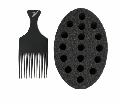 #H-6034 Small Two Side Twist Hair Brush Sponge With Big Hole (PC)