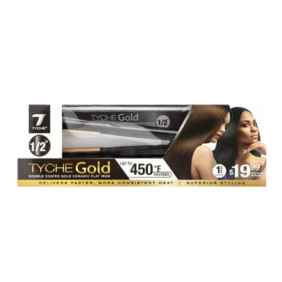 Tyche 1/2" Gold Coated Ceramic Flat Iron #TG050 (PC)
