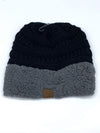 Fluffy Knitted Two-Tone Beanie #FSH40210 (PC)