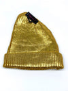 #HT2034 Shiny Striped Gold Beanie