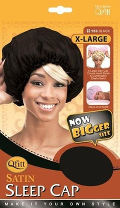 Qfitt Jumbo Satin Sleep Cap Black #153 Qfitt Jumbo Satin Sleep Cap Black #153